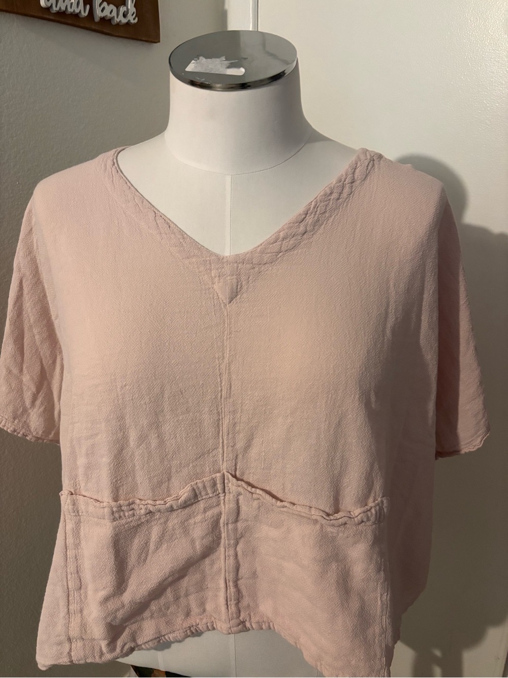 Oh my Gauze Light Pink V-Neck Short Sleeve Women's Top